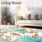 Eclectic Teal Orange Organic Abstract Rug