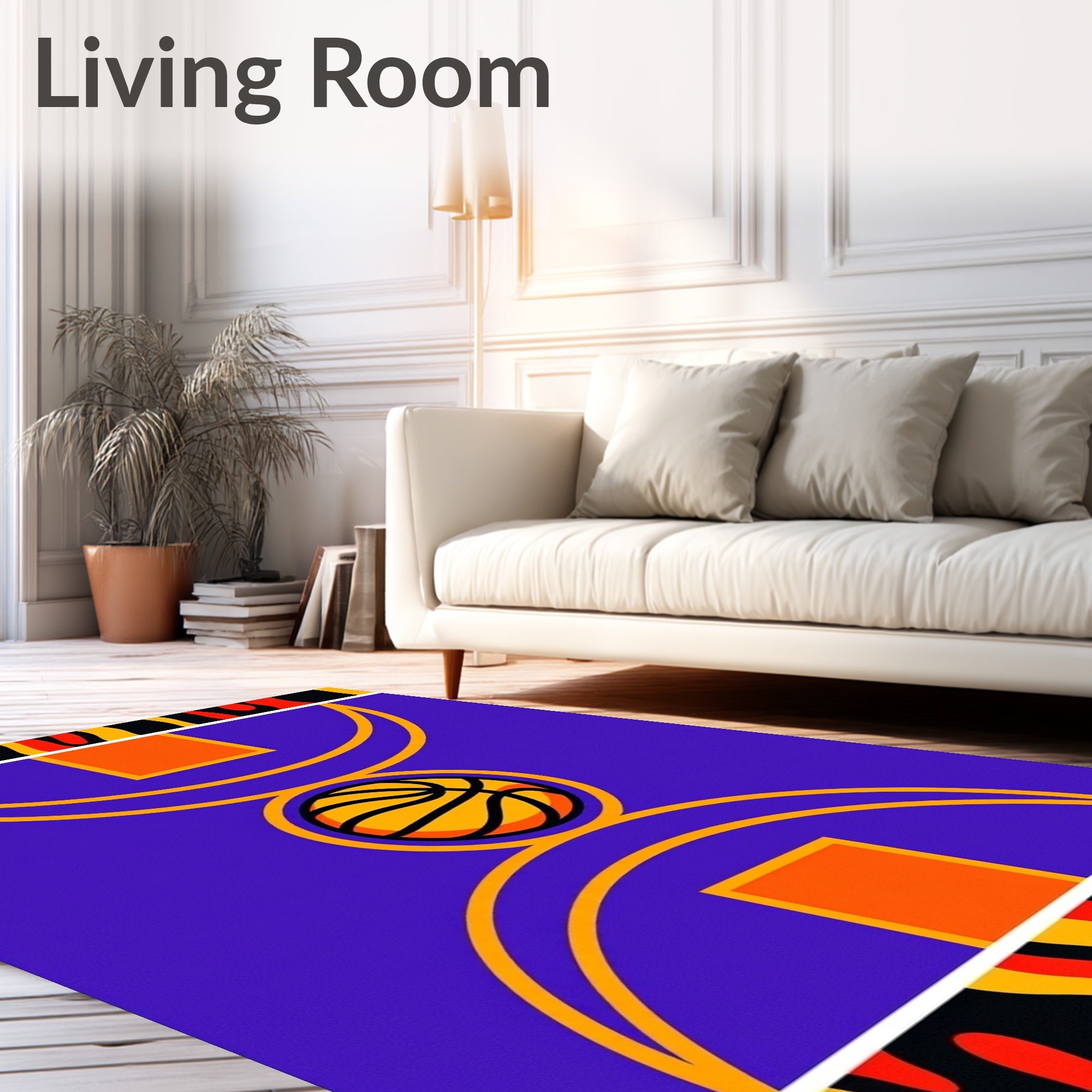 Vibrant Purple Basketball Court Rug