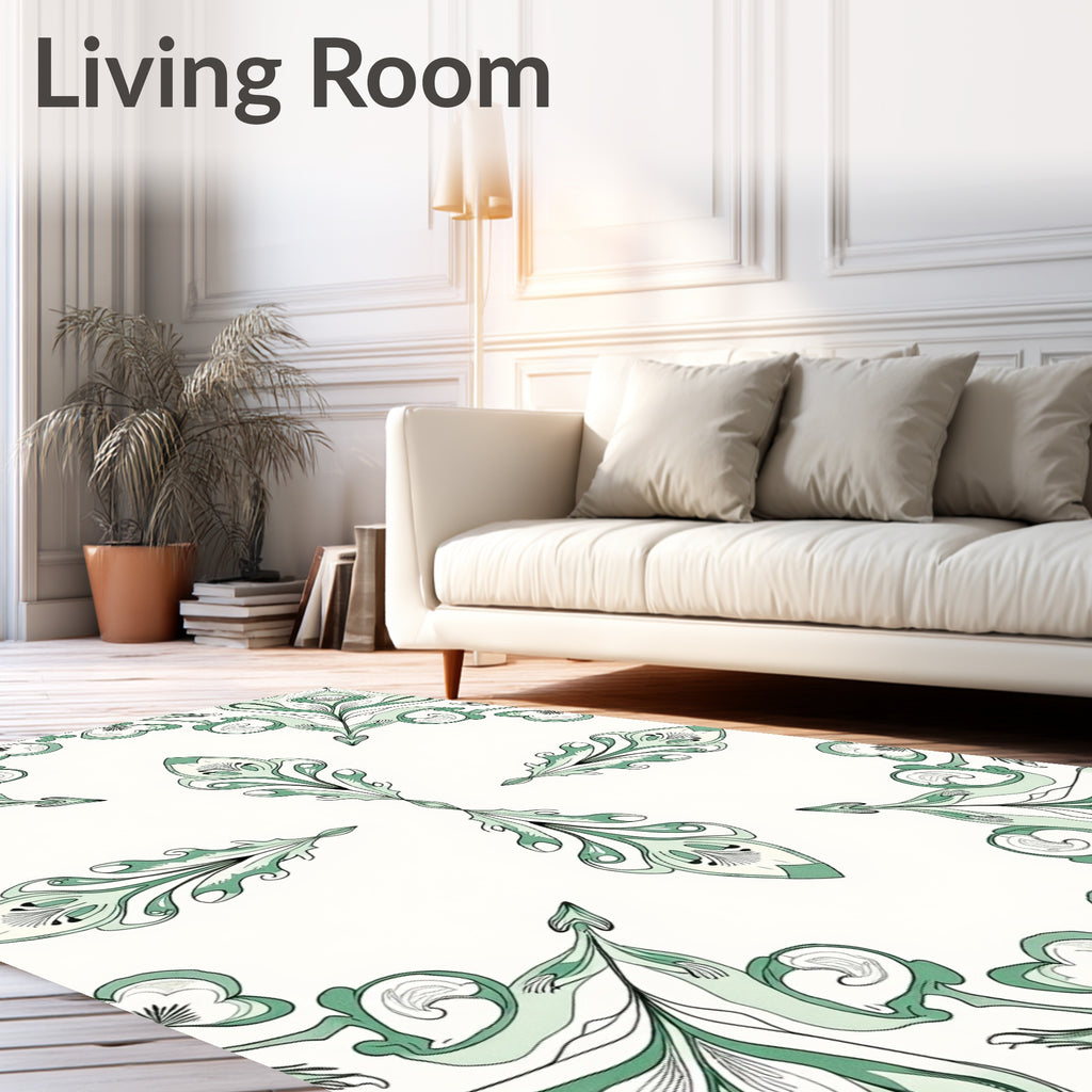 Verdant Art Nouveau Floral Swirl Rug