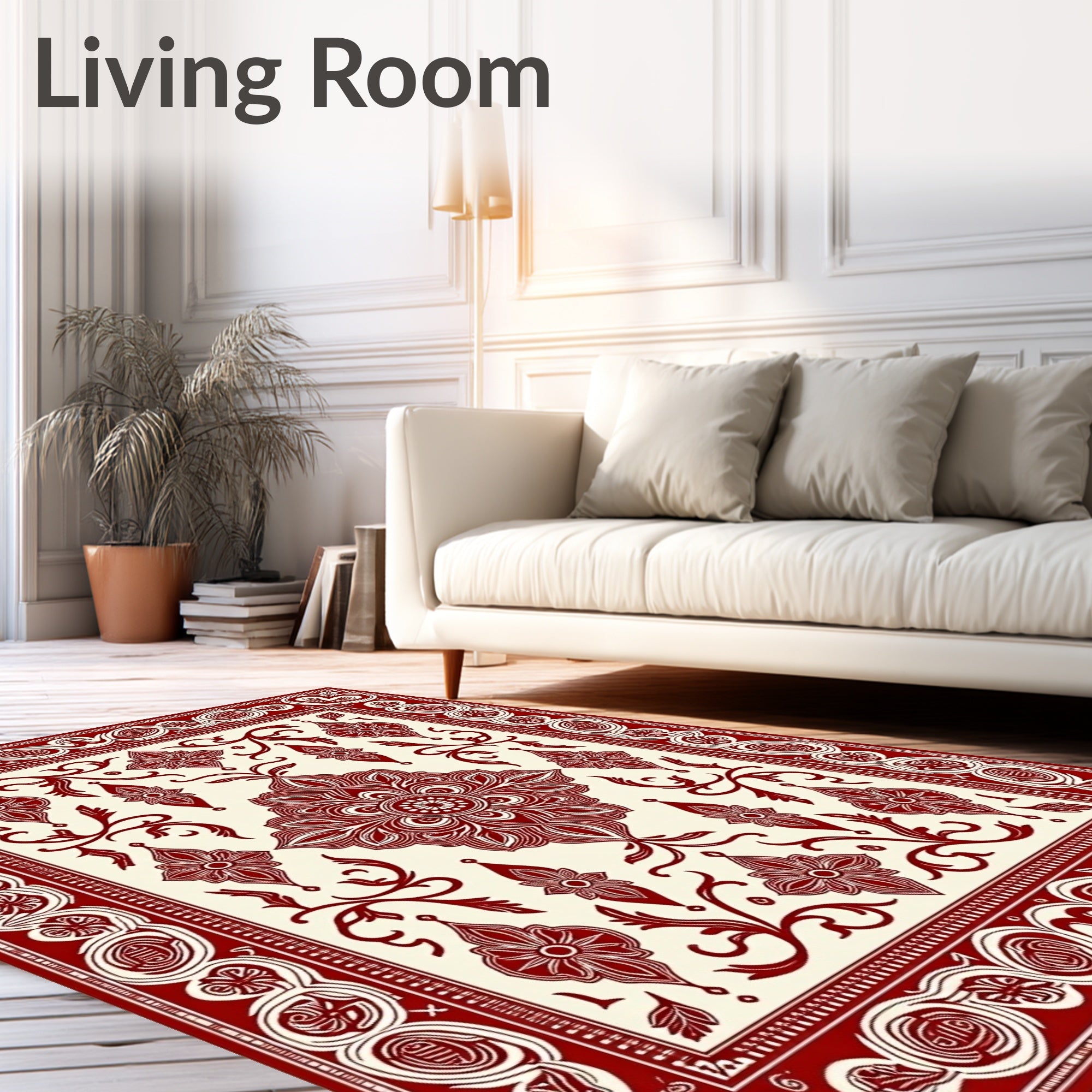 Crimson Classic Arabesque Floral Layout Rug