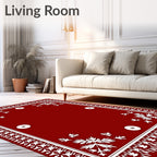 Crimson White Floral Bordered Medallions Rug
