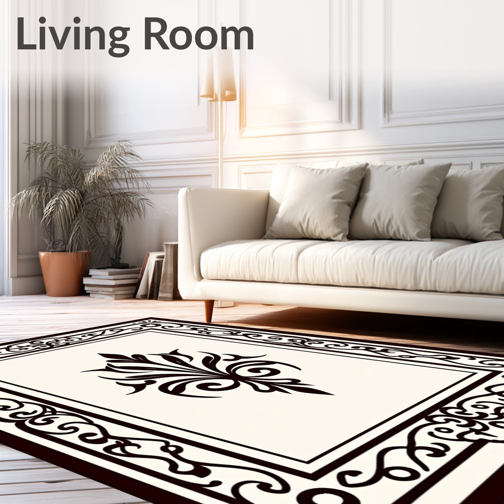 Ornate Dark Blossom Centerpiece Rug