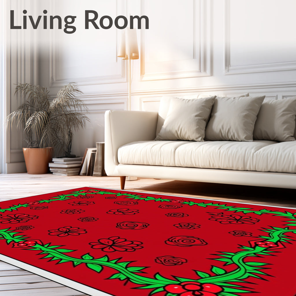 Red Bloom Garland Rug