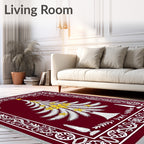Crimson Christmas Tree White Gold Medallion Rug