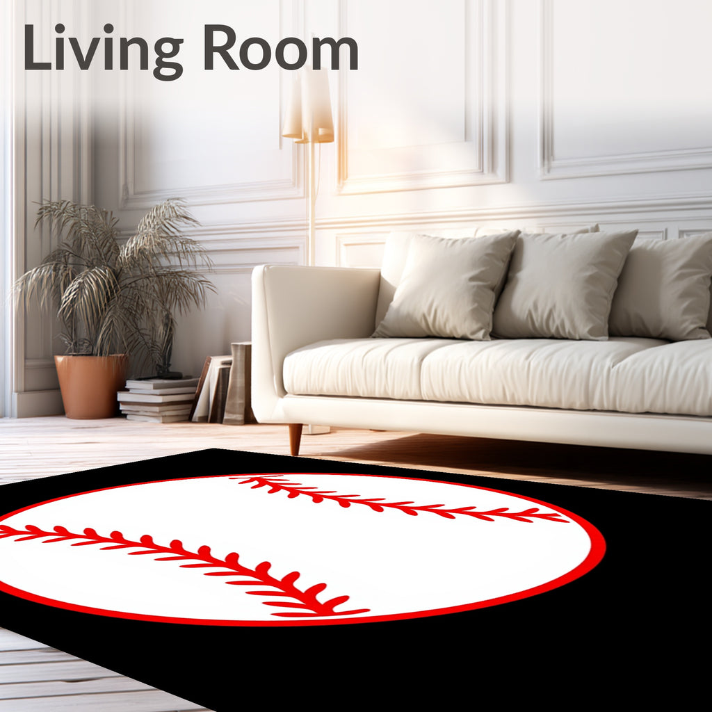 Classic White Red Baseball Stitch Rug