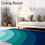 Deep Blue Teal Gradient Arc Rug
