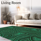 Emerald Green Swirling Lines Rug