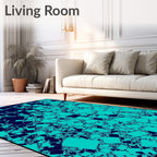 Deep Teal Scattered Squares Rug