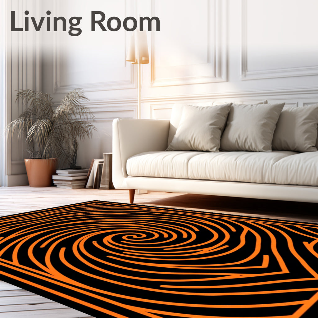 Bold Orange Swirl Contour Rug