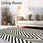 Black Cream Modern Geometric Chevron Rug