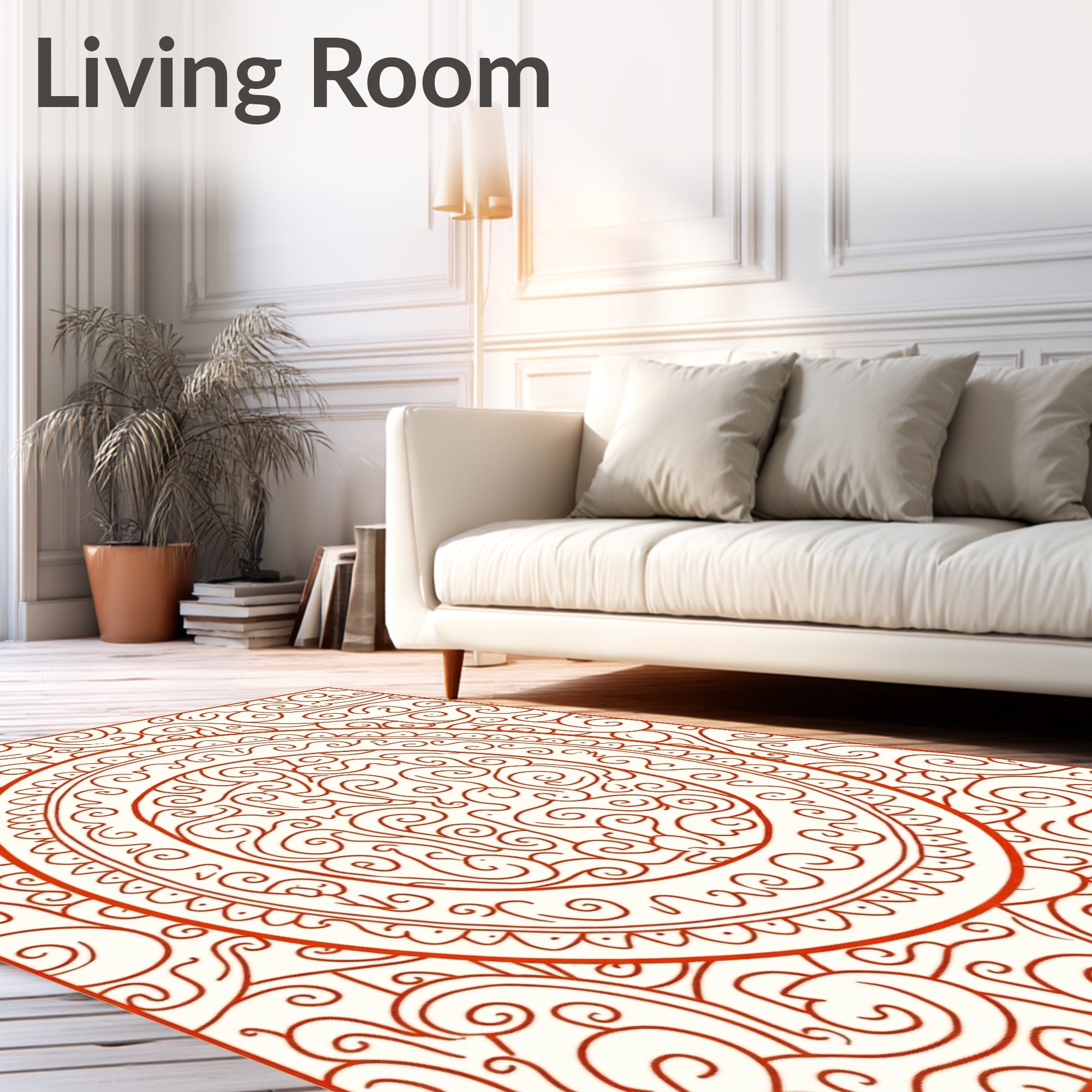 Crimson Swirl Medallion Mandala Rug
