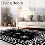 Black White Starry Night Border Rug