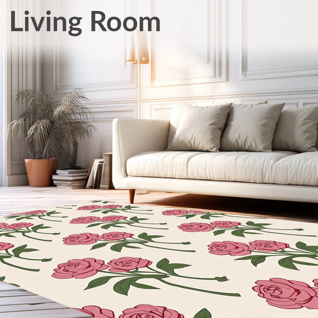 Vintage Pink Peony Garden Rug