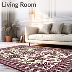 Maroon Floral Medallion Border Rug