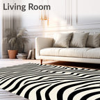 Black Zebra Stripe Wave Rug