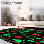 Red Green Christmas Tree Garland Rug