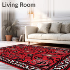 Bold Red Floral Medallion Border Rug