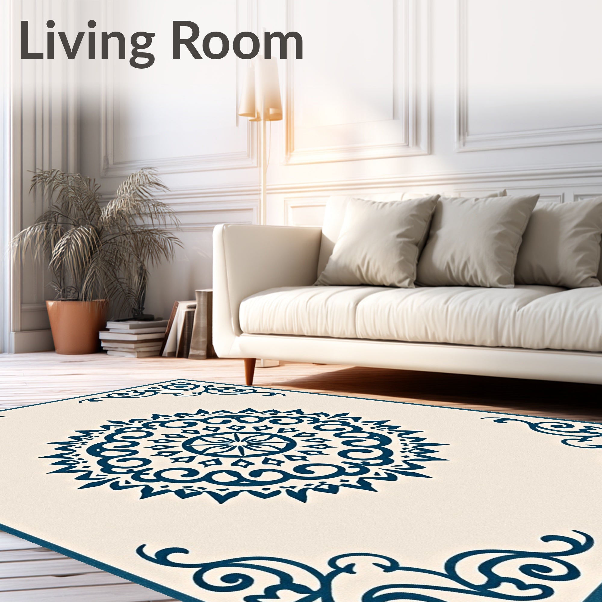 Dark Teal Vintage Medallion Corner Rug