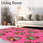 Vibrant Rainbow Striped Heart Collage Rug