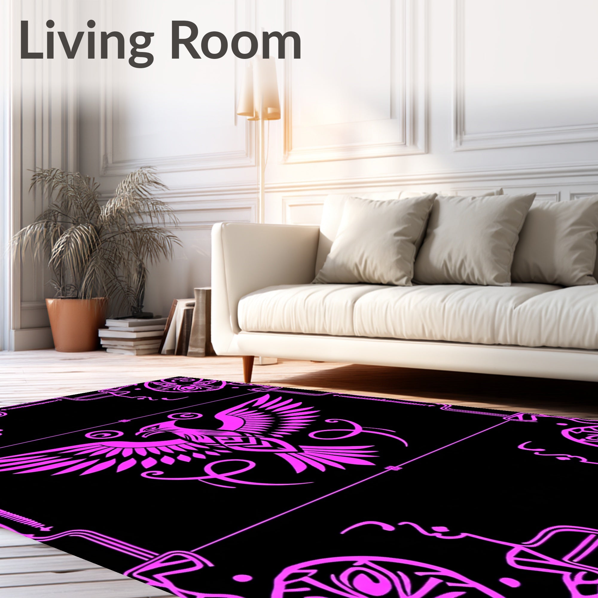 Vibrant Magenta Phoenix Central Crest Rug