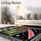 Cheery Christmas House Black Snow Rug
