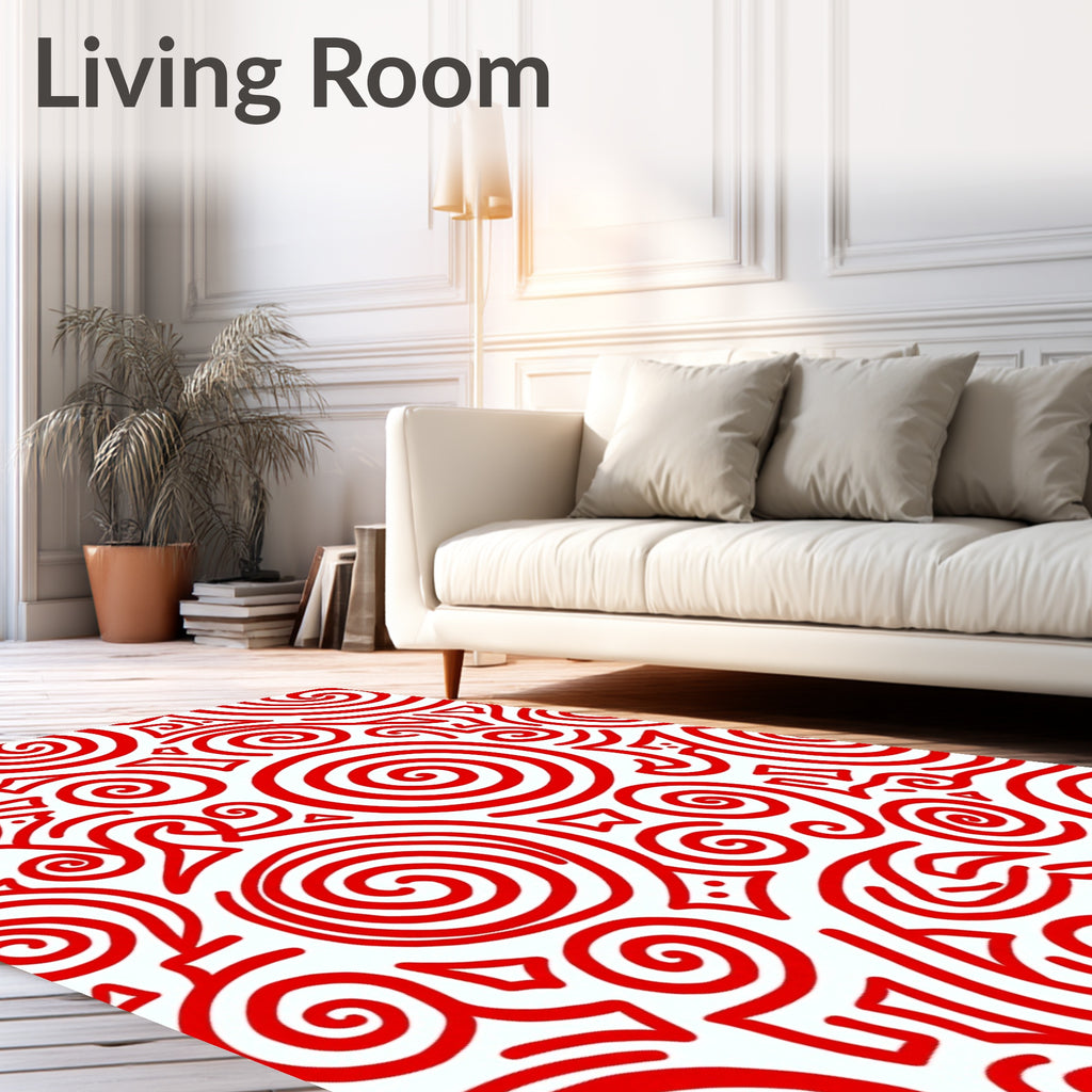 Dynamic Red Swirl Spiral Flow Rug