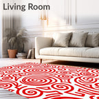 Dynamic Red Swirl Spiral Flow Rug