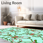 Floral Bow Branches Aqua Rug
