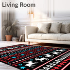 Red White Blue Reindeer Winter Holiday Accents Rug