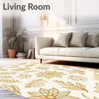 Golden Botanical Floral Arrangement Rug