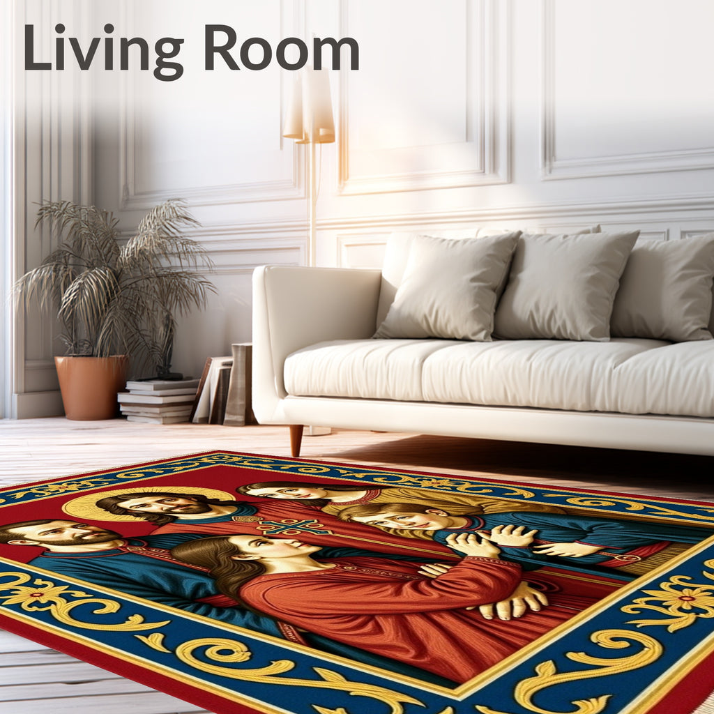 Sacred Family Portrait Golden Border Rug