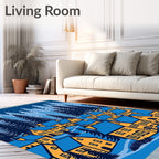 Midnight Forest Village Scene Rug