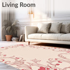 Crimson Floral Scrollwork Meadow Rug