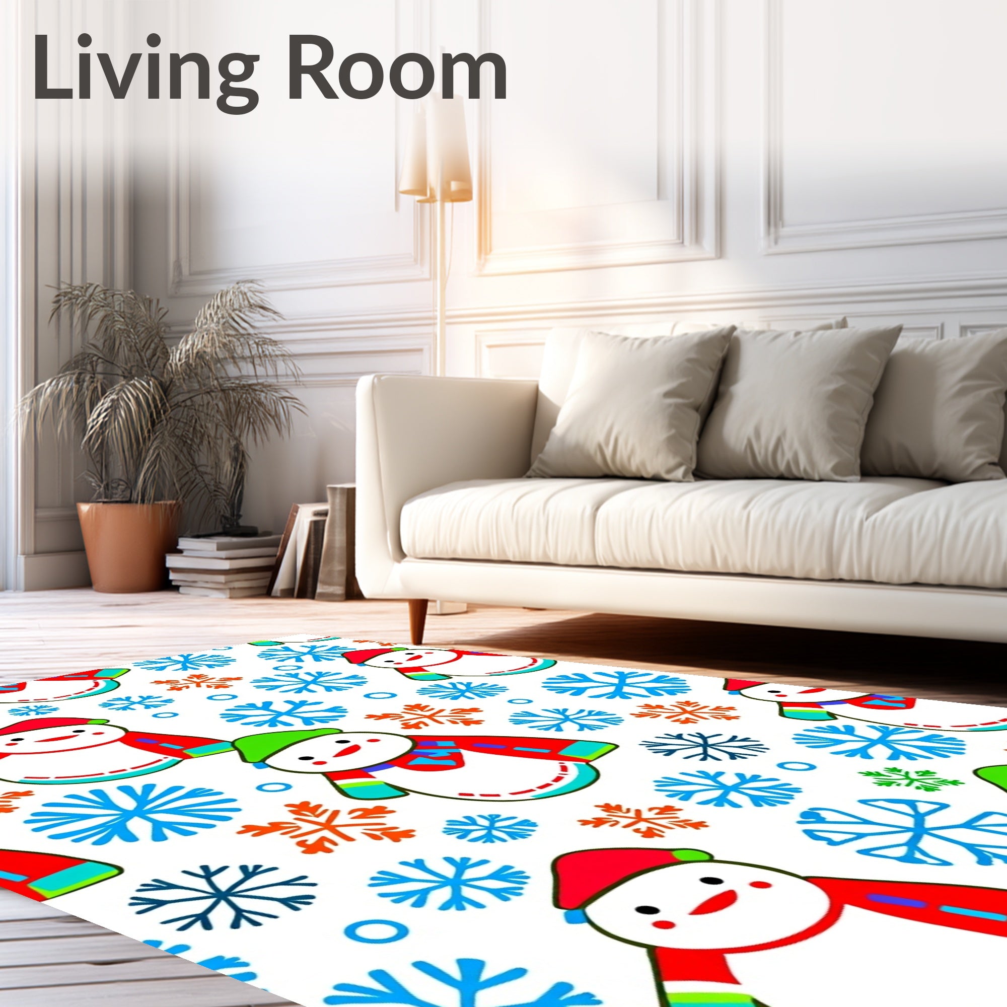 Festive Winter Snowman Snowflake Celebration Rug