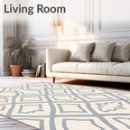 Soft Blue Lattice Arabesque Rug