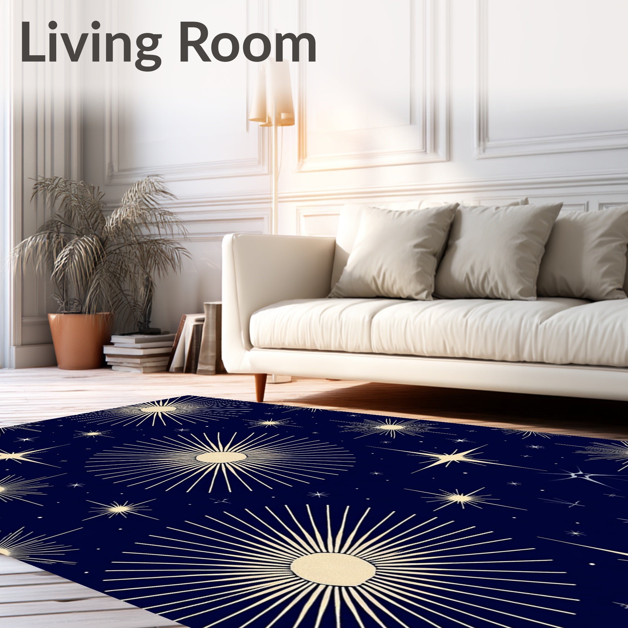 Celestial Sunburst Starry Night Rug