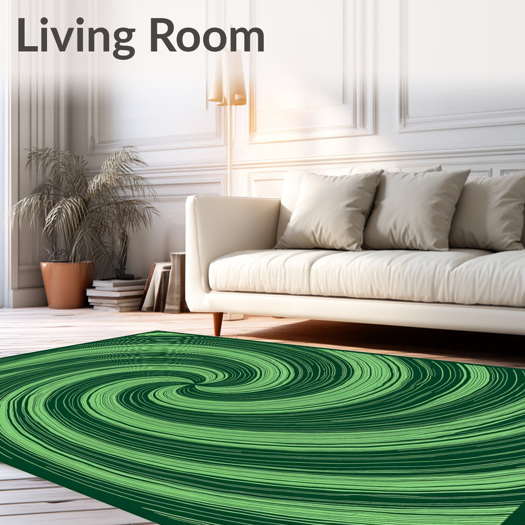 Emerald Green Swirl Lines Rug