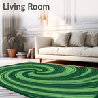 Emerald Green Swirl Lines Rug