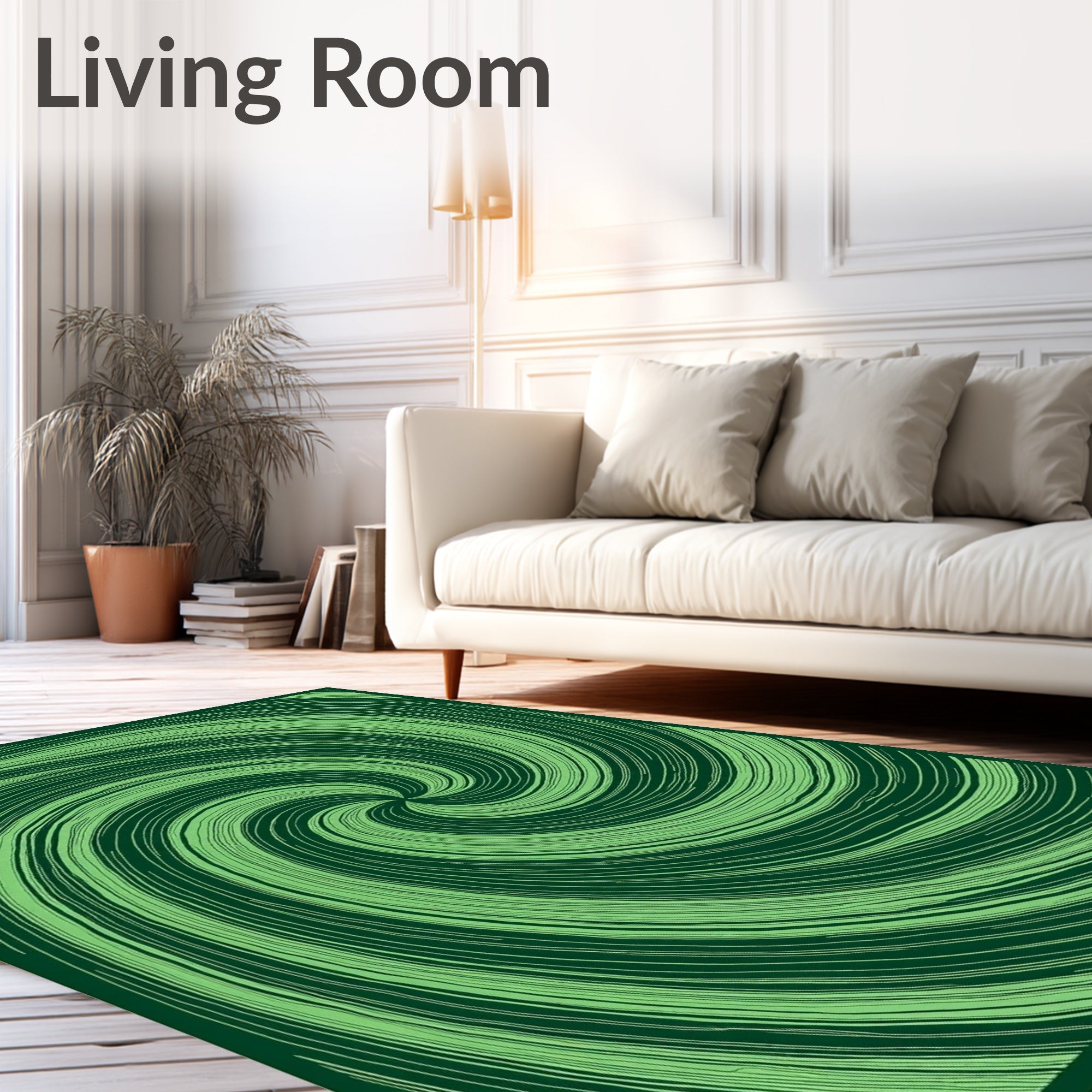 Emerald Green Swirl Lines Rug