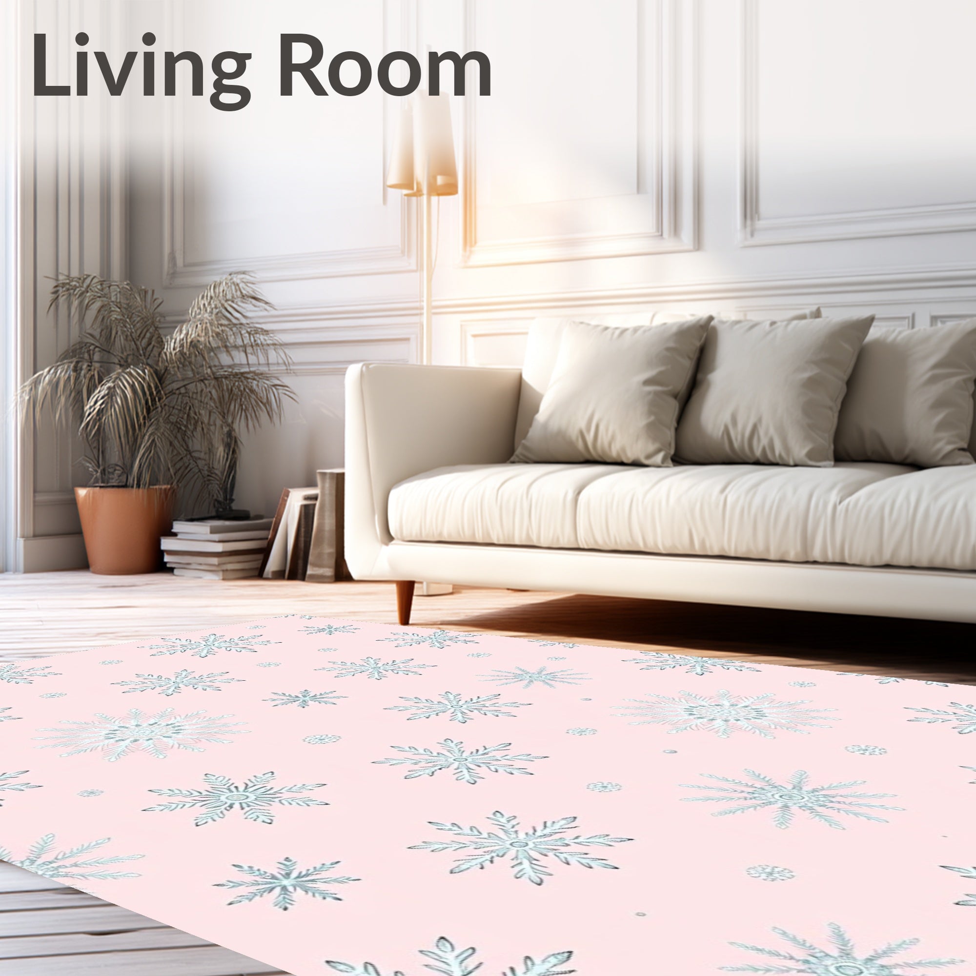 Soft Pink Blue Snowflake Repeat Rug