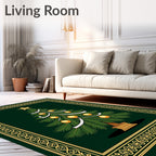 Evergreen Tree Gold Ornament Border Rug