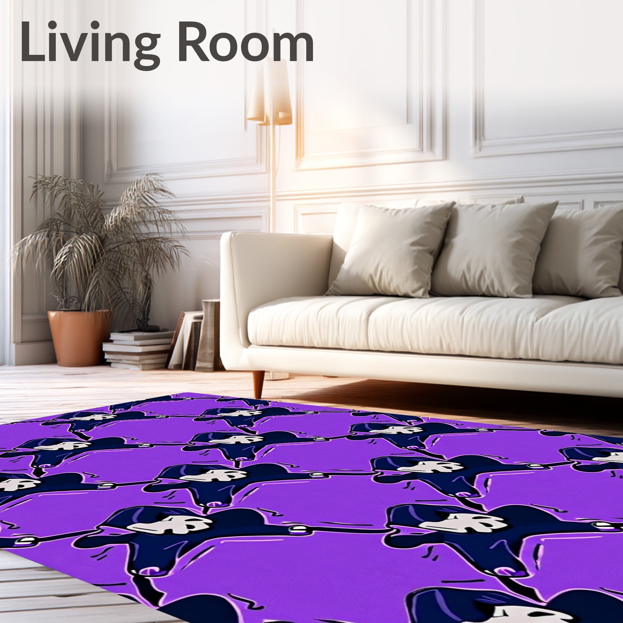 Purple Phantom Figures Repeating Pattern Rug