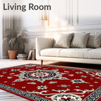 Crimson Tribal Mandala Floral Rug