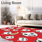 Whimsical White Cats Rainbow Tails Rug