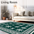 Deep Green Snowflake Border Rug