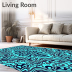 Aqua Blue Art Nouveau Swirl Rug