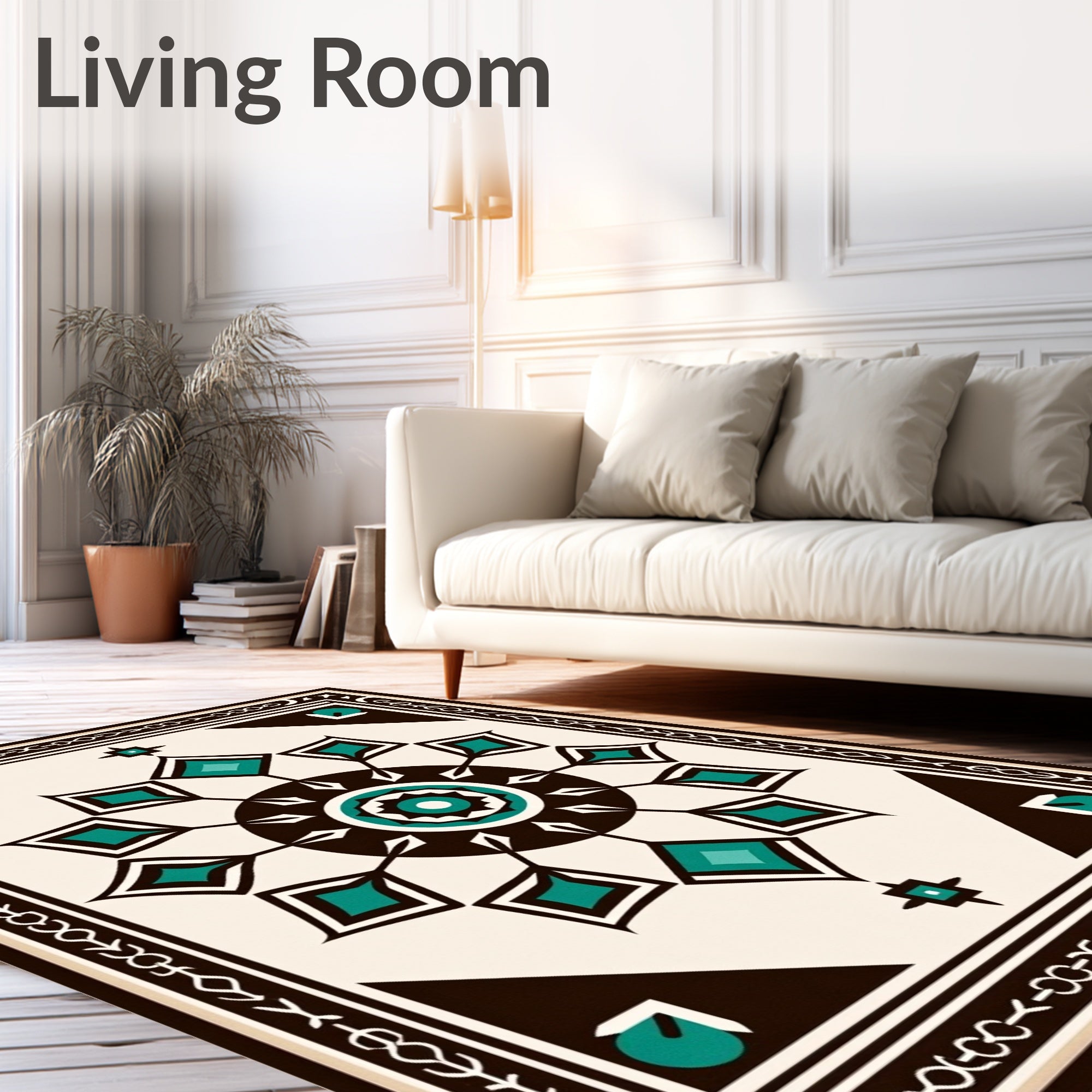 Jewel Tone Teal Geometric Sunburst Rug