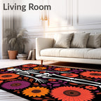 Skeleton With Autumn Floral Arrangement Rug