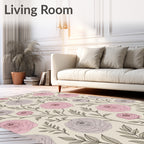 Soft Pink Orchid Floral Branches Rug