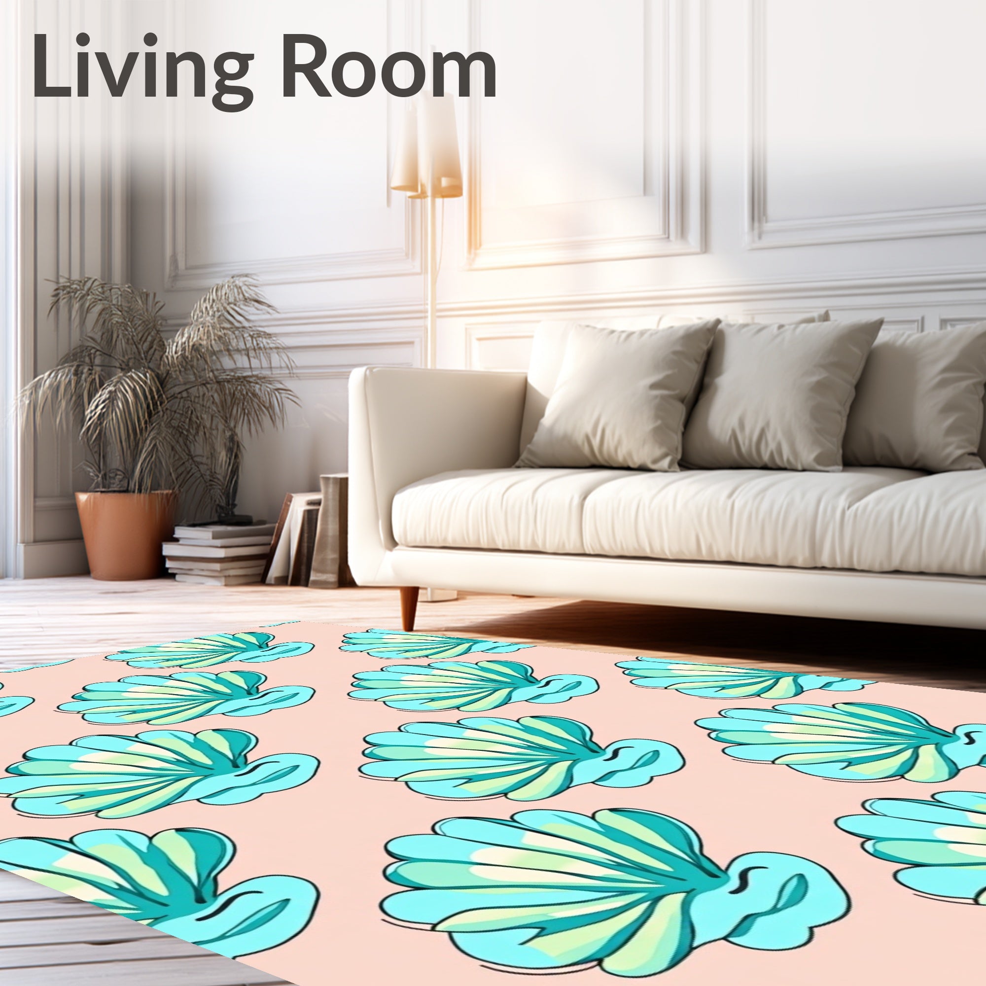 Coastal Turquoise Seashell Repeat Rug